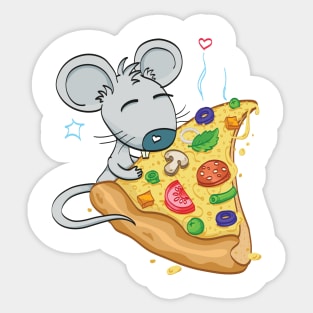 Paired t-shirts Mouse and Pizza (part #1: Mouse) Sticker